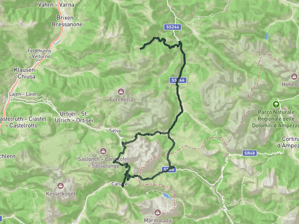 Sella Ronda + Passo delle Erbe route map