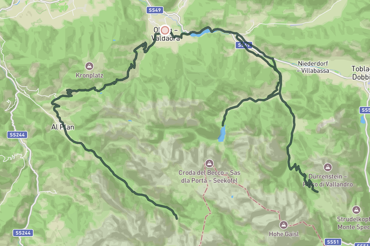 cycling map for The famous Pragser Wildsee