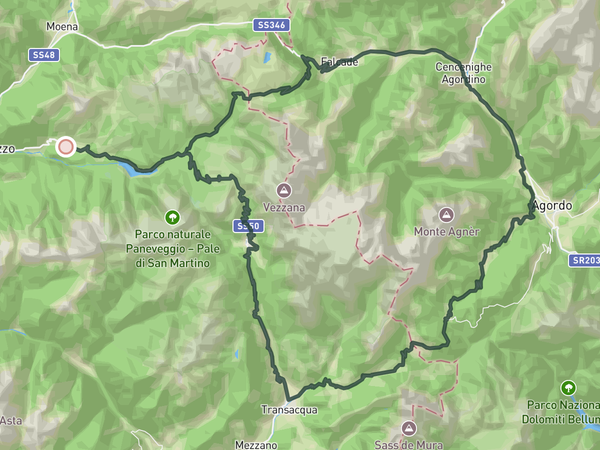 The largest mountain group in the Dolomites route map