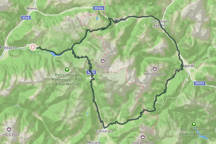 The largest mountain group in the Dolomites route map