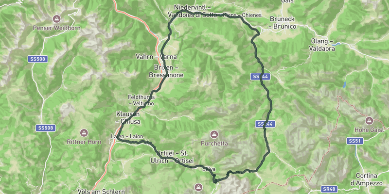 Vall Gardena loop route preview