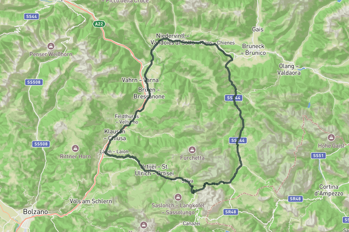 cycling map for Vall Gardena loop