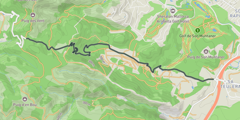Coll de Sa Creu from Palma elevation profile