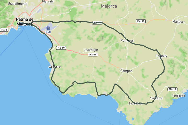 cycling map for Big loop East