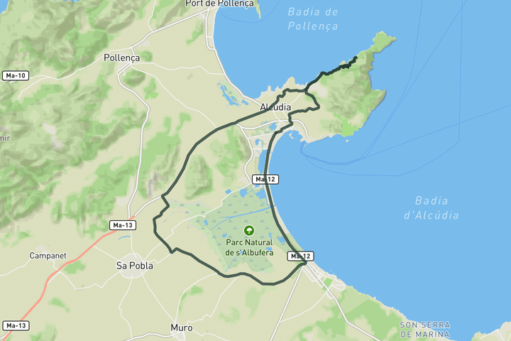 cycling map for Cap des Pinar
