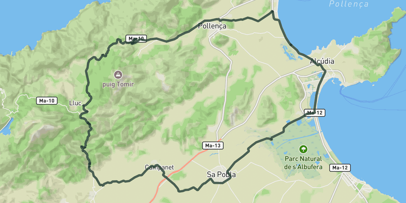 Classic loop up Coll de Sa Bataia route preview