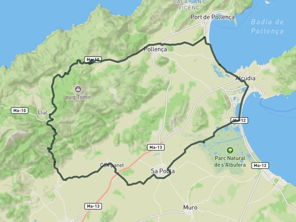 Classic loop up Coll de Sa Bataia route map