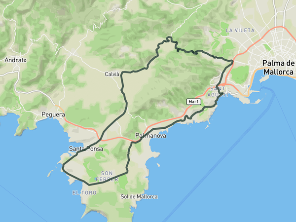 Coffee Ride Coll de Sa Creu route map