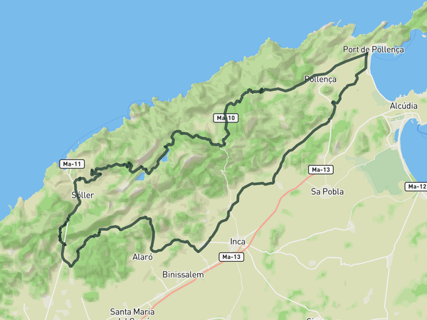 Coll de Sóller and Puig Major route map