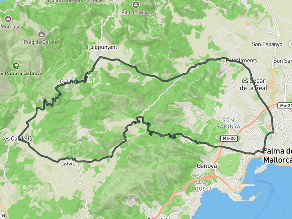 Coll de Sa Creu from Palma route map