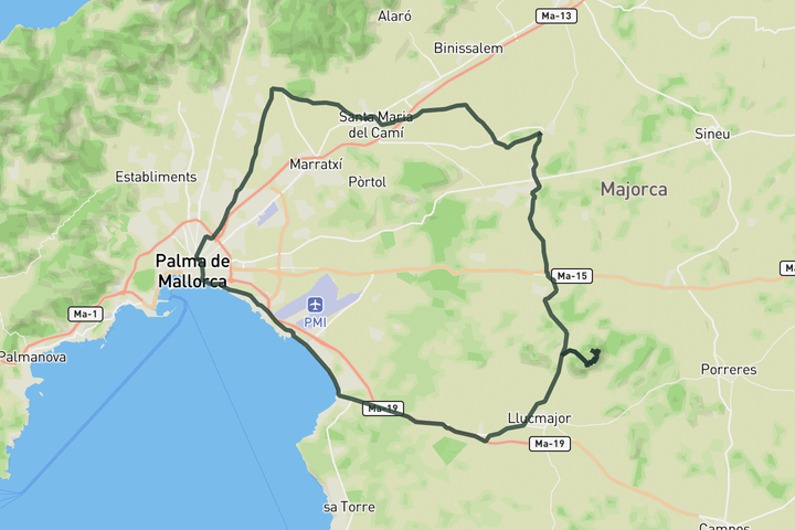 cycling map for Cura Sanctuary Loop