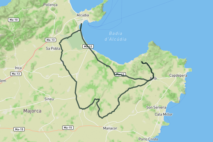cycling map for Ermita de Betlem