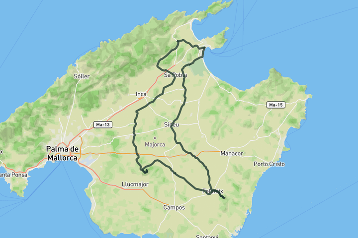 cycling map for Holy Hill Tops