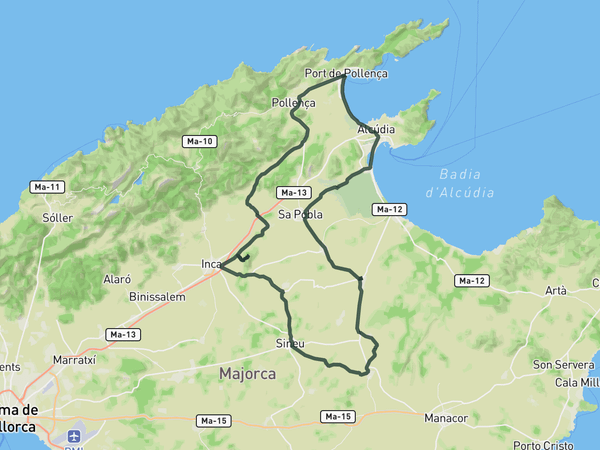 Loop to Puig de Son Sastre route map