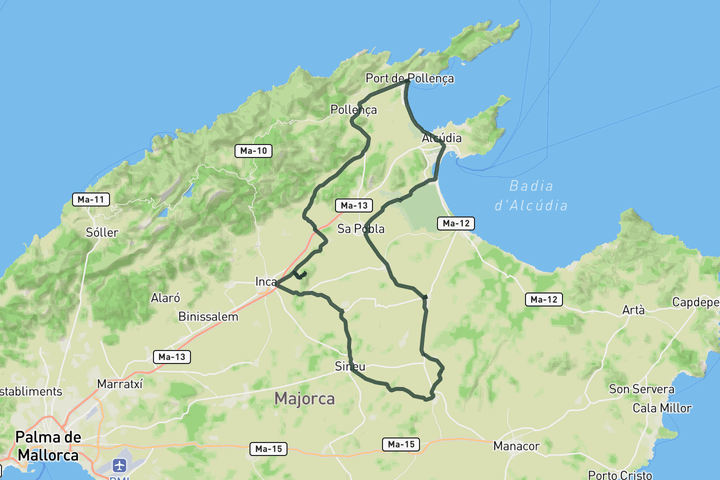 cycling map for Loop to Puig de Son Sastre