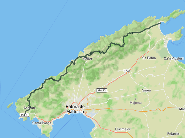 Mallorca - MA10 route map