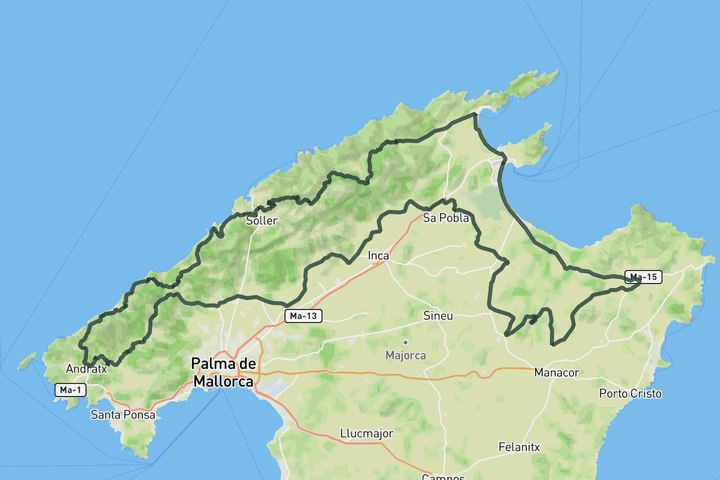 cycling map for Mallorca 312 route