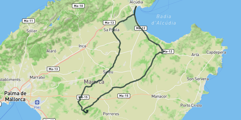 Mallorca Interior loop to Randa route preview
