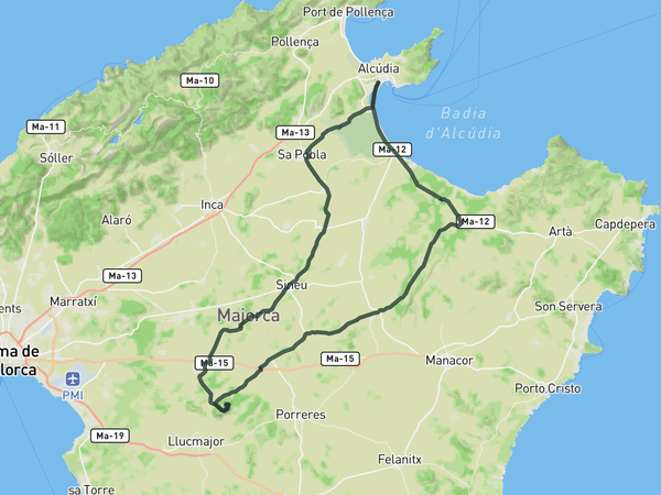 Mallorca Interior loop to Randa route map