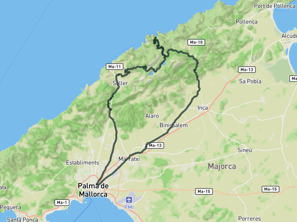 Mallorca’s 3 Legends: Sóller, Puig Major & Sa Calobra route map
