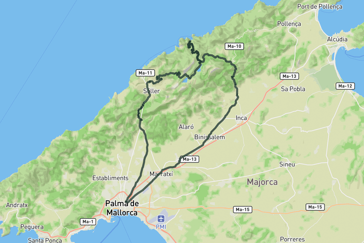 Mallorca’s 3 Legends: Sóller, Puig Major & Sa Calobra route map