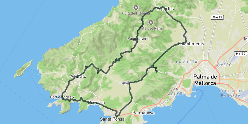 Sa Crue and Coll des Grau Loop route preview