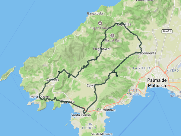 Sa Crue and Coll des Grau Loop route map