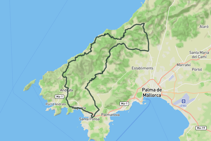 cycling map for South-West coastline