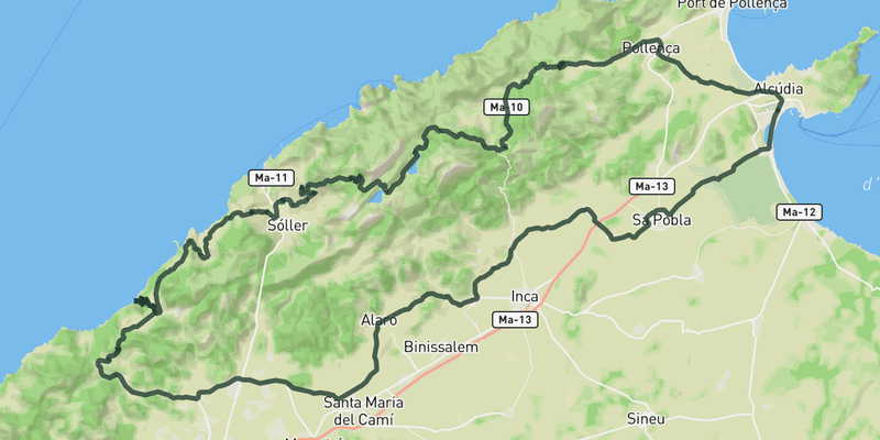 Valdemossa loop from Alcudia route preview