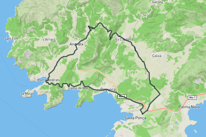 road cycling route map for Warm-up loop Coll de n'Esteve