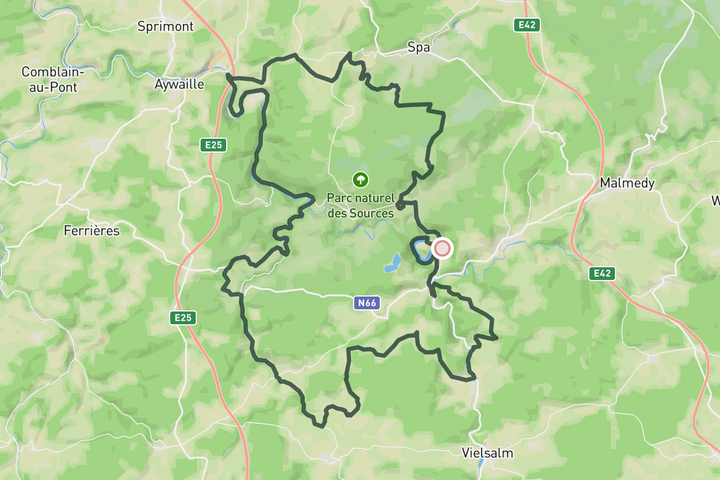 cycling map for 100km loop - Col du Rosier & Côte de Wanne