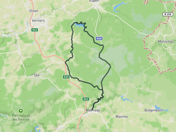Lake Gileppe and Baraque Michel route map