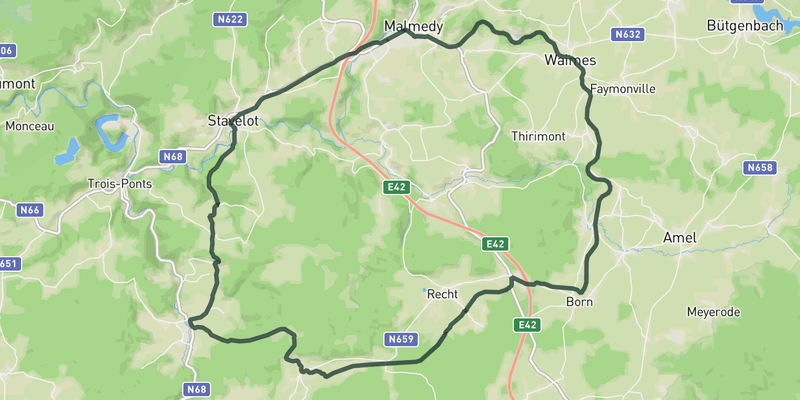Rolling Hills and Vennbahn road cycling route map