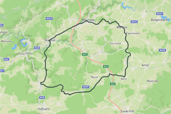 road cycling route map for Rolling Hills and Vennbahn