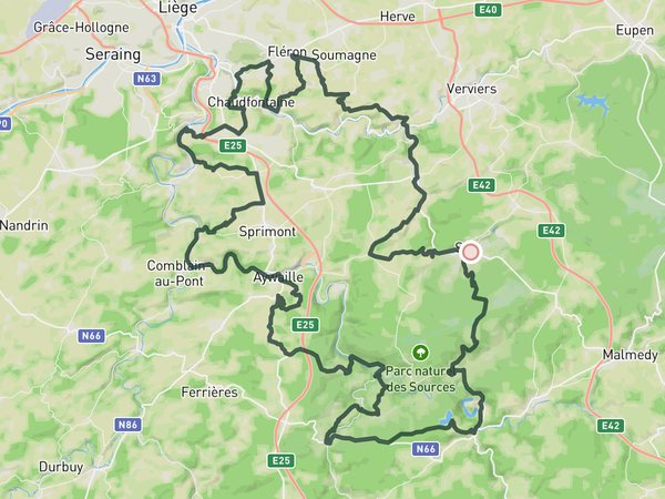 Spa-Liege-Spa route map