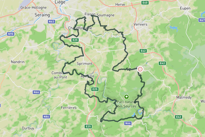 Spa-Liege-Spa route map