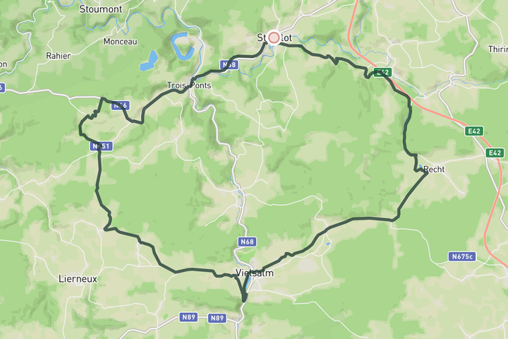cycling map for Stavelot - Vielsalm loop
