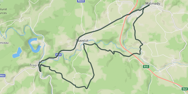 Stockeu loop from Malmedy road cycling route map