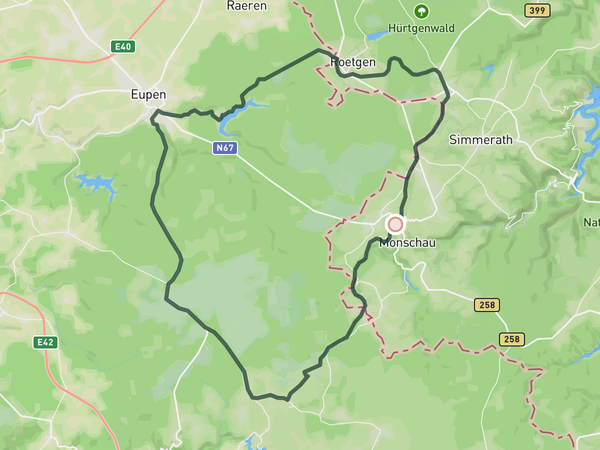 Loop through Belgium - Vennbahn and Baraque Michel route map