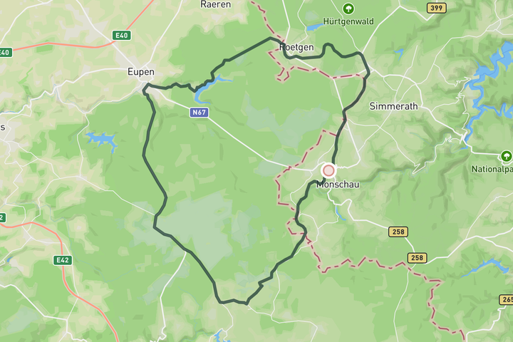 cycling map for Loop through Belgium - Vennbahn and Baraque Michel