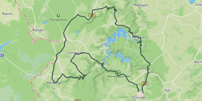 Loop to Vossenack - Monschau - Hammer Climb route preview