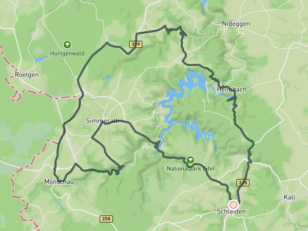 Loop to Vossenack - Monschau - Hammer Climb route map