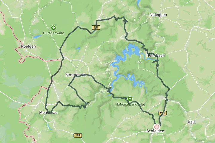 Loop to Vossenack - Monschau - Hammer Climb route map