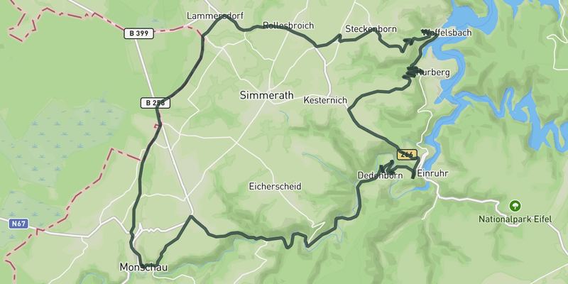 Rursee Views road cycling route map