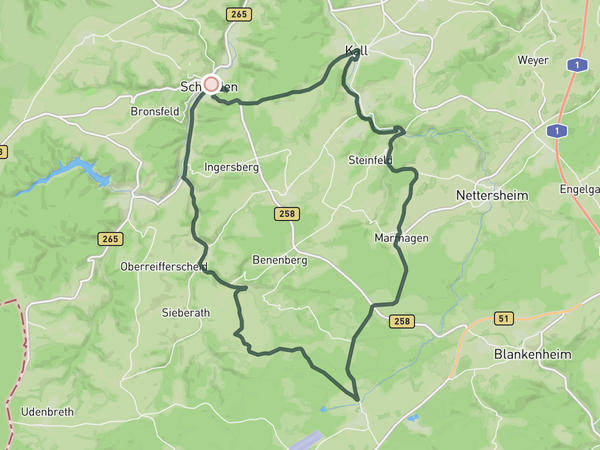 Short loop through Hellenthal route map