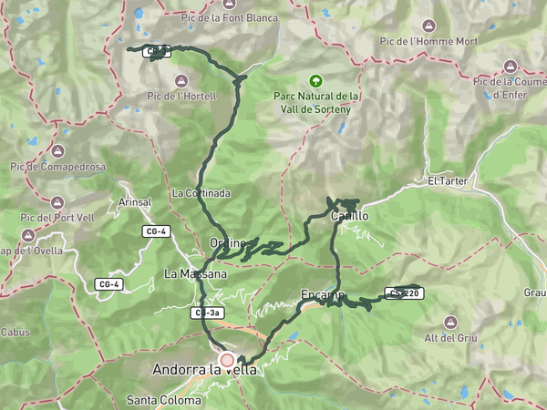 Arcalís & Els Cortals route map