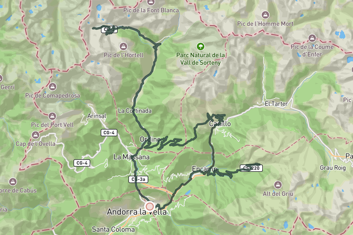 cycling map for Arcalís & Els Cortals
