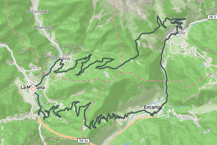 cycling map for Coll d'Ordinno & Beixales