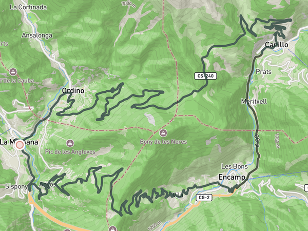Coll d'Ordinno & Beixales route map