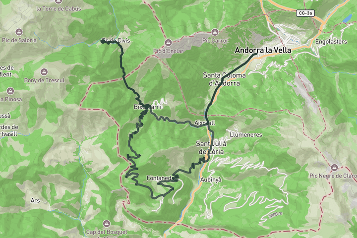 road cycling route map for Os Civis & Coll de la Gallina